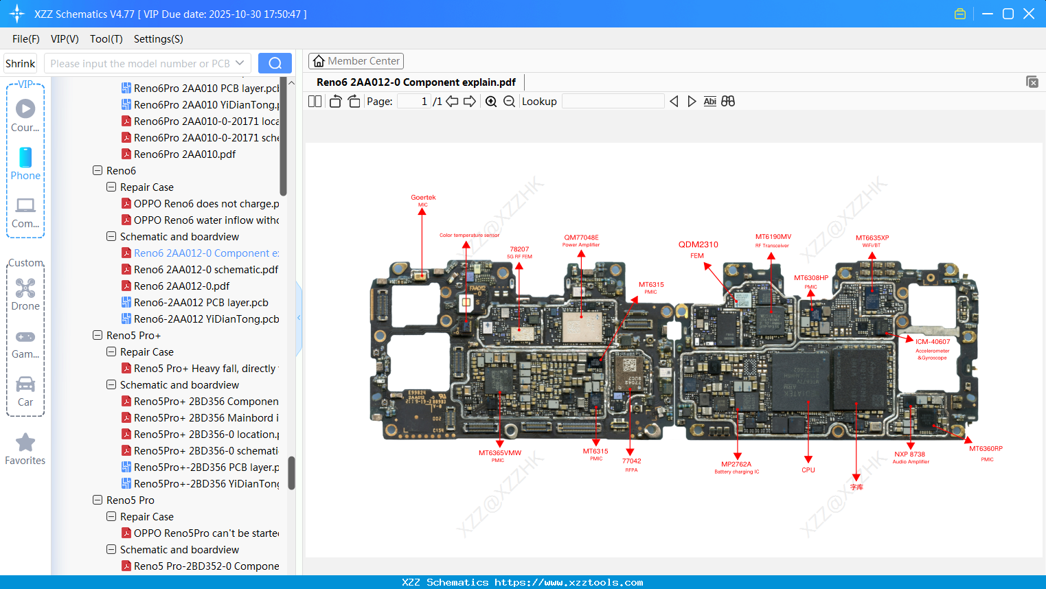 OPPO Reno6 2AA012-0 Component Explain